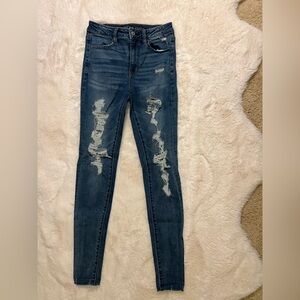 American Eagle Outfitters Blue Skinny Jeans Distressed Style